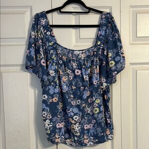 GAP Size XX-Large Floral Blouse Flutter Sleeves Off Shoulder A-Line Flowy